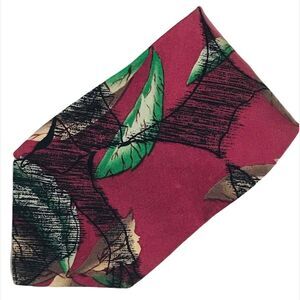 Adolfo Leaves Tie Mauve Green Tan Black